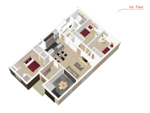 イメージ図であり、実際の内装や家具の配置とは異なる部分がございます。